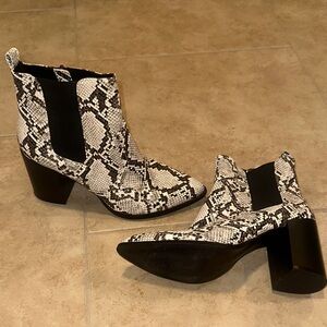 NEW Snakeskin Ankle Boots - Black and White